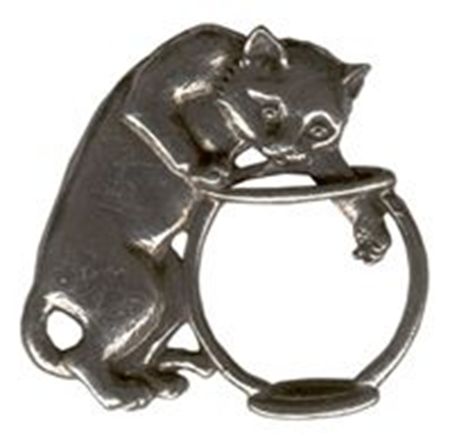 Picture of E5128   Cat and Fish Bowl Eyeglass Holder Pin 